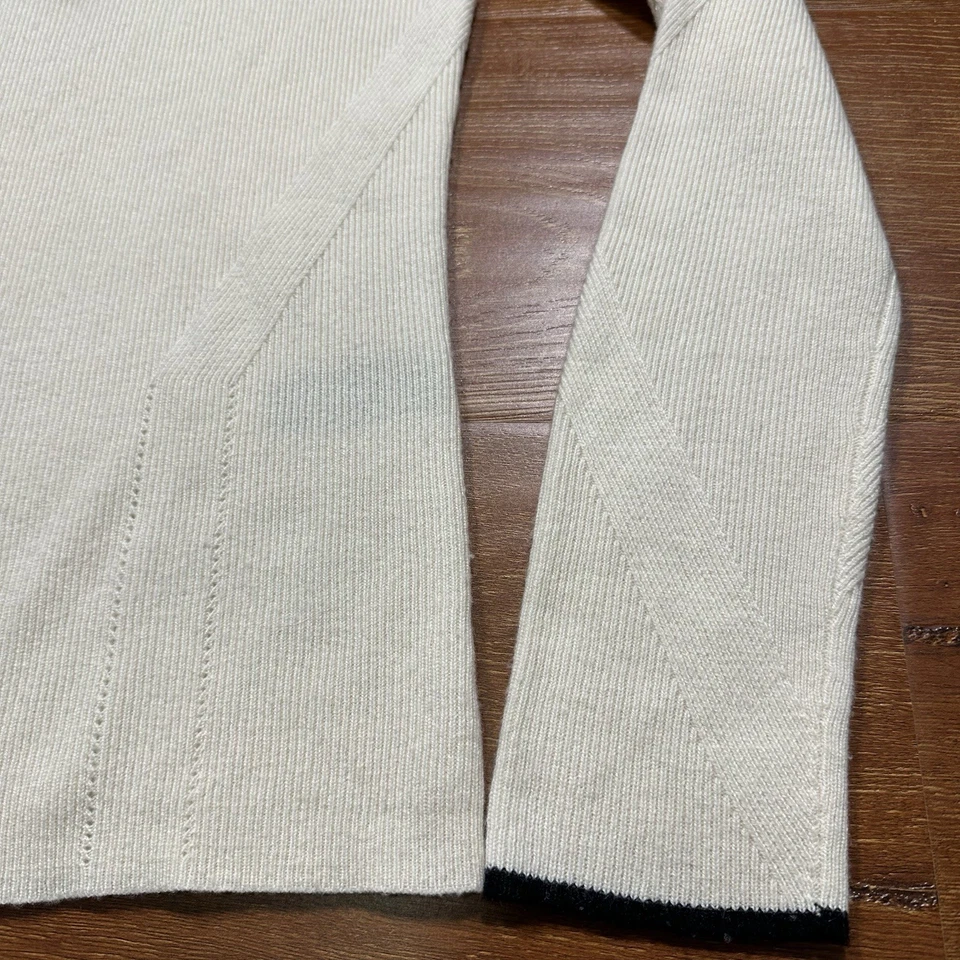 Suéter feminino de cashmere Rag & Bone S marfim com nervuras gola simulada luxo - Imagem 4 de 4