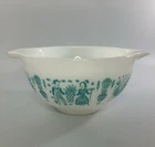 VTG Pyrex 1 1/2 Pint Amish Butterprint Cinderella Bowl 441 Turquoise on White 6"