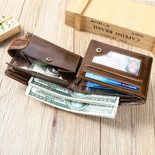 WESTAL RFID Designer Wallet Men Genuine Leather RFID Wallet Front Coin Pocket Pu