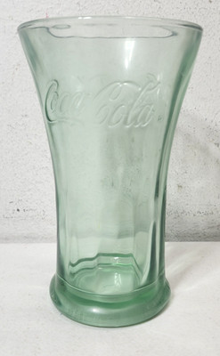 Vintage 6.5  Coca Cola Green Flared Thick Glass Tumbler 16oz Libbey Coke Float