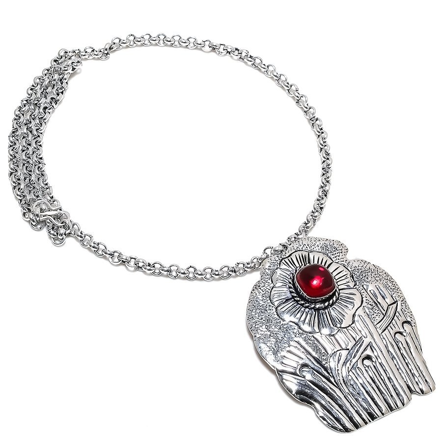 Pink Rubellite Gemstone Handmade Bohemian Necklace 18 Inches KN-564