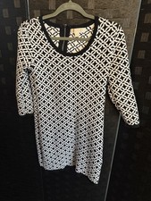 Michael Kors Sweater Dress black and white 3/4 sleeves size M medium