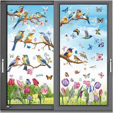 Spring Window Cling Sticker 78PCS Tulip Butterfly Flower Hummingbird