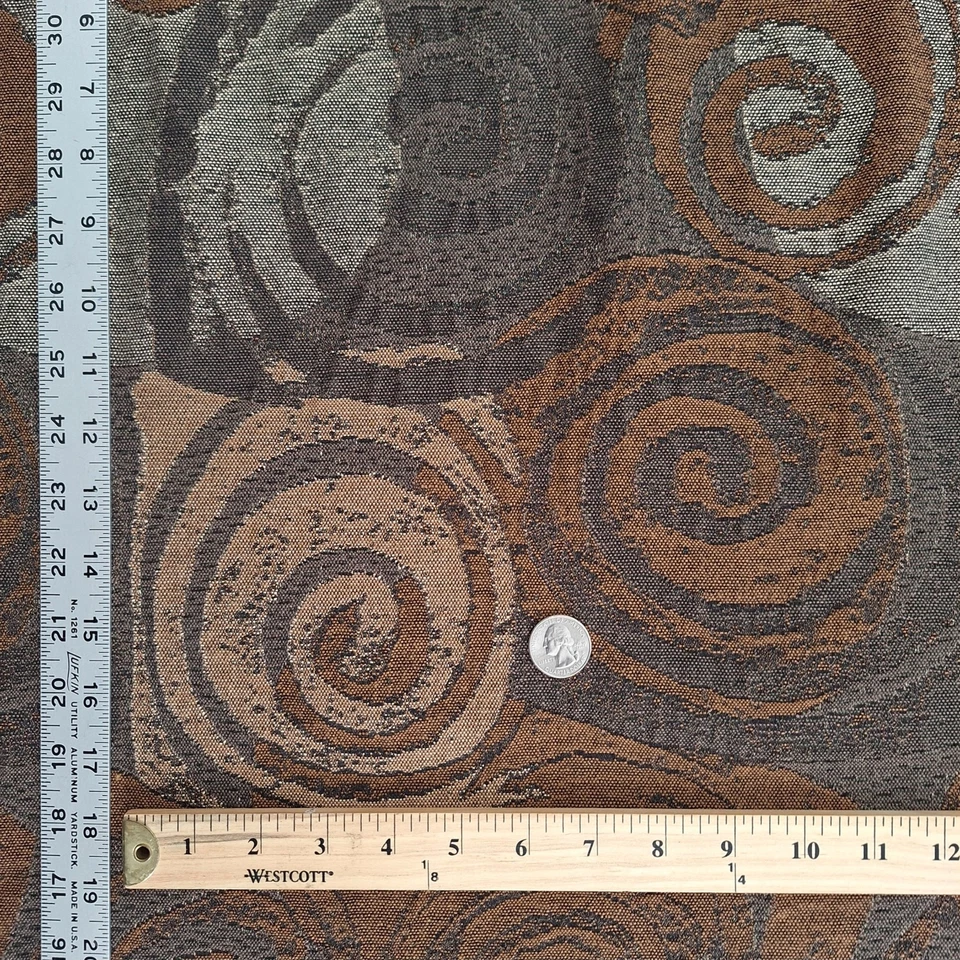 Antigo redemoinhos abstratos quadrados marrom MCM tecido estofado decoração tecido 2 YD x 52" W - Imagem 4 de 4