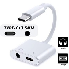 Type-C USB C to 3.5mm Jack Headphone  Charger 2 in 1 Adapter for Samsung Galaxy