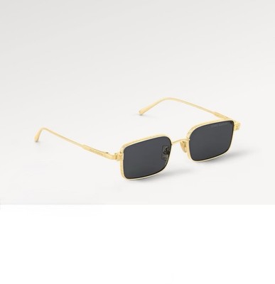 Louis Vuitton LV Pure Low Square Sonnenbrille Schwarz Gold Metall Made in Italy