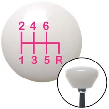 Pink Shift Pattern 23n White Retro Shift Knob w/ M16x1.5 Insert Shifter Auto