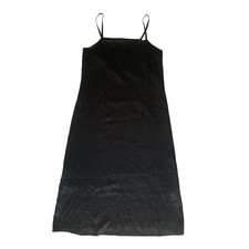 Everlane Black Spaghetti Strap Square Neck Satin Shift Dress Black Size 6