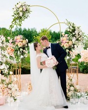 Wedding Arch, Metal Arch Backdrop Stand, Gold, 7.2FT, 6FT