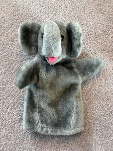 Dakin Elephant Hand Puppet Plush Stuffed Animal 1976 Gray • Vintage R. Dakin