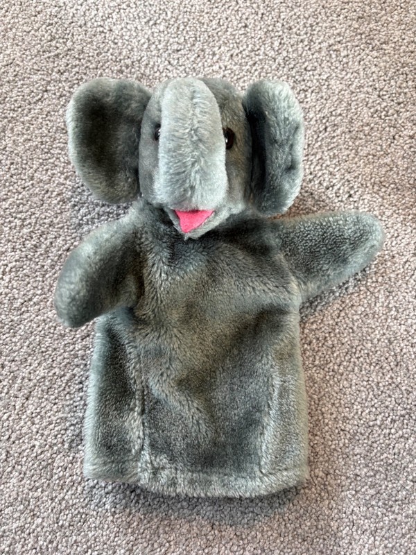 Dakin Elephant Hand Puppet Plush Stuffed Animal 1976 Gray • Vintage R. Dakin