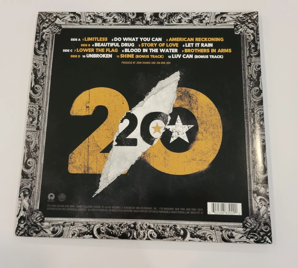 Bon Jovi 2020 Double Vinyl LP In Mint Condition - Image 3 of 4