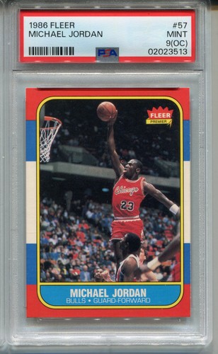 1986 Fleer Michael Jordan Rookie Card PSA 9 MINT OC Graded #57 Basketball