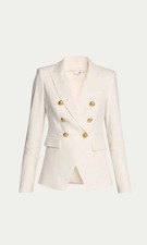 Veronica Beard Womens Career Miller Dickey Linen Double Breasted Blazer Jacket 0