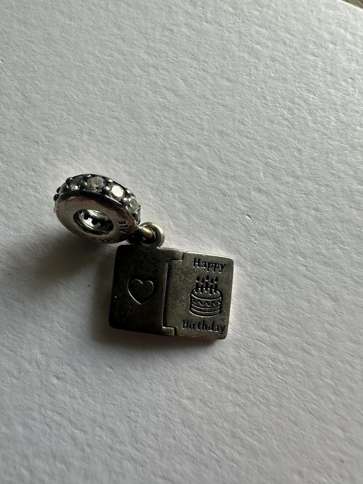 Pandora Silver Happy Birthday Card Dangle Charm 791723CZ S925ale  - Image 3 of 3