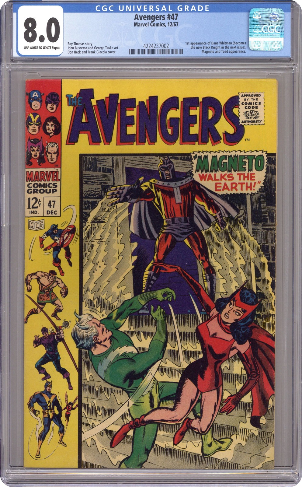 Avengers #47 CGC 8.0 1967 4224237002 1ª app. Dane Whitman
