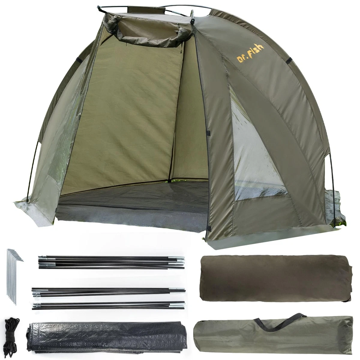 Tienda De Una Sola Compacta De Carpa Bivy Para Eventos Deportivos De Pesca De Mochila Negro - Foto 6