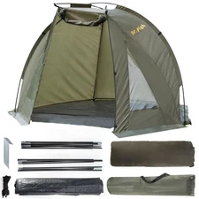 Carp Fishing Tent Bivvy Lightweight Waterproof Quick Erect Day Shelter with Bag