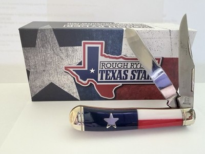 Rough Ryder Texas Star Red, White, Blue Trapper 4 1/8'' Pocketknife RR2499