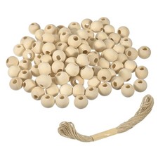 200Pcs Wooden Beads, 20mm/0.8inch Natural Color Ball Spacer Bead 10mm Hole 