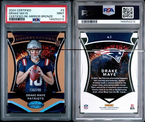 2024 Panini Certified - Certified Rookies Drake Maye #3 Mirror Bronze /299 (RC)