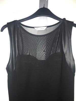 Miss Selfridge Black bodycon jersey mini dress w/ sheer mesh, faux leather - 8 | eBay Miss Selfridge Black bodycon jersey mini dress w/ sheer mesh, faux leather - 8 | eBay