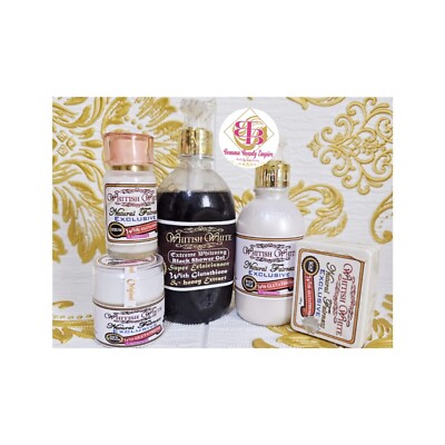 Whitish White Natural Fairness LOTION + SERUM + GESICHTSCREME + GESICHTSSEIFE + SCHWARZES GEL 5n1