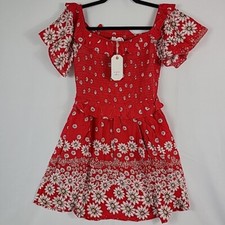 NEW Loveriche Daisy Chains Boho Anthro Dress in Red Sz S
