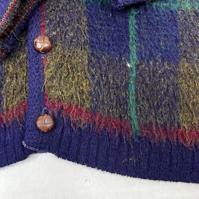 Vintage 50s 60s Campus Mohair Cardigan Sweater Checkered