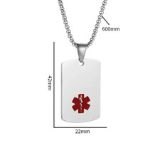 SOS Notfallanhänger Edelstahl mit Kette und Wunschtext