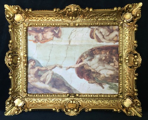 Die Erschaffung Adams Gemälde von Michelangelo 56x46 Gerahmte Gemälde - Bild 2 von 7