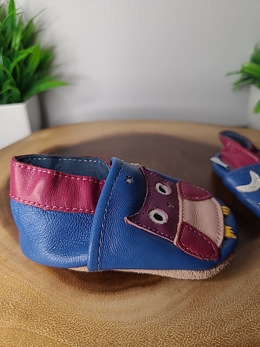 SAOLA Scarpe da bambino Blue Owl Dotty Fish suola morbida in pelle neonato bambina ragazzo 0 6 mesi P101