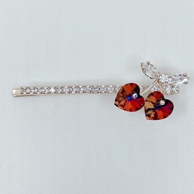 Haarklemme mit Swarovski  Kristall Kirsche Haarklammer Bobby Pin Haar Pin