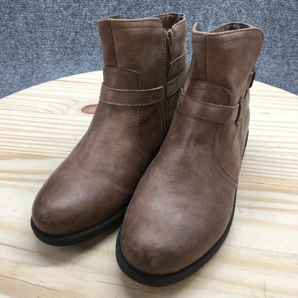 Yuu Botines Mujer 7W Marrón Clayton Punta Redonda Cremallera Lateral Informales Imitación Cuero Foto 4 de 4