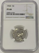 1960 NGC PF68 Proof Thomas Jefferson Nickel 5c White Label