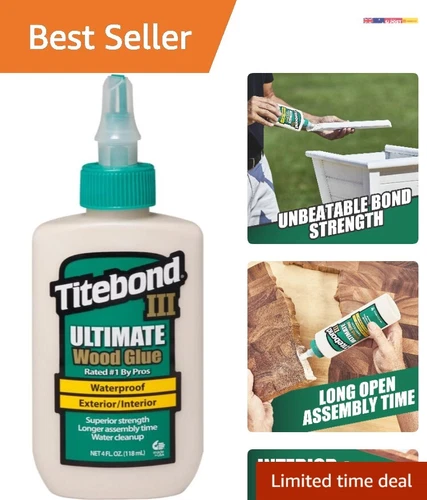 Indoor & Outdoor Wood Glue 4oz - Ultimate Waterproof Adhesive for Woodworking