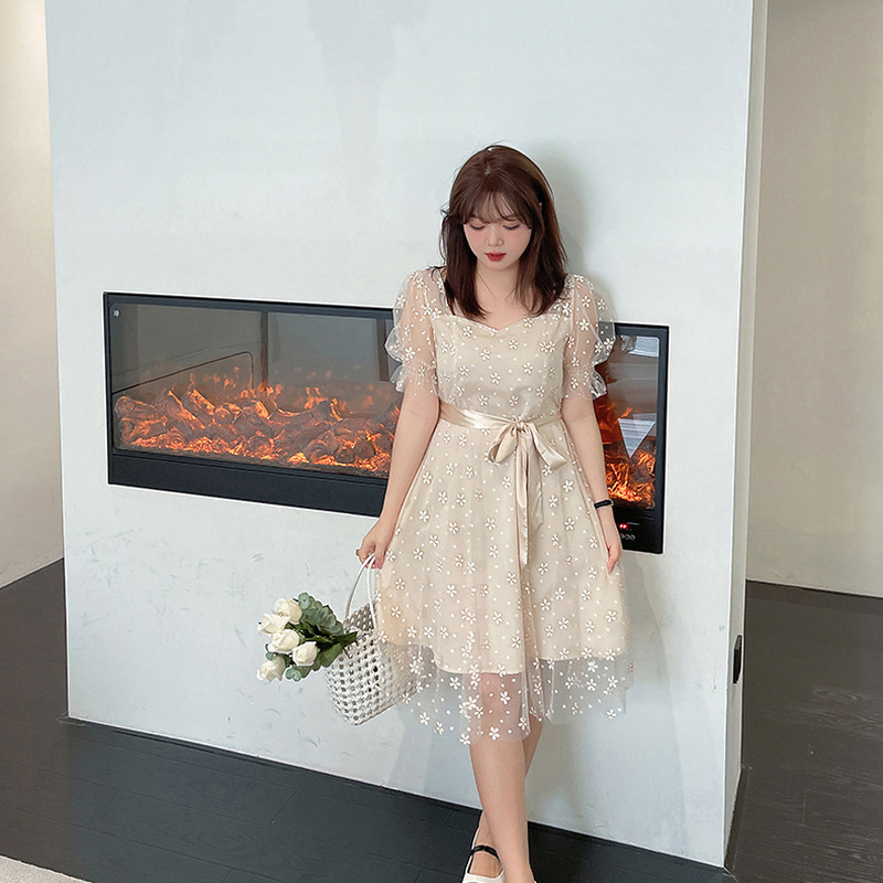 ワンピース Pedicel Embroidery Puff Sleeve Dress Pedicel Embroidery Puff Sleeve Dress - YAMAROKU（ヤマロク