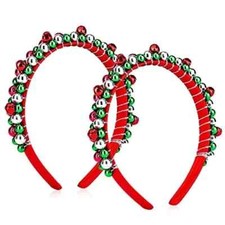 2 Pack Christmas Headband Christmas Bell Hairband Girls Headbands Red Green Silv