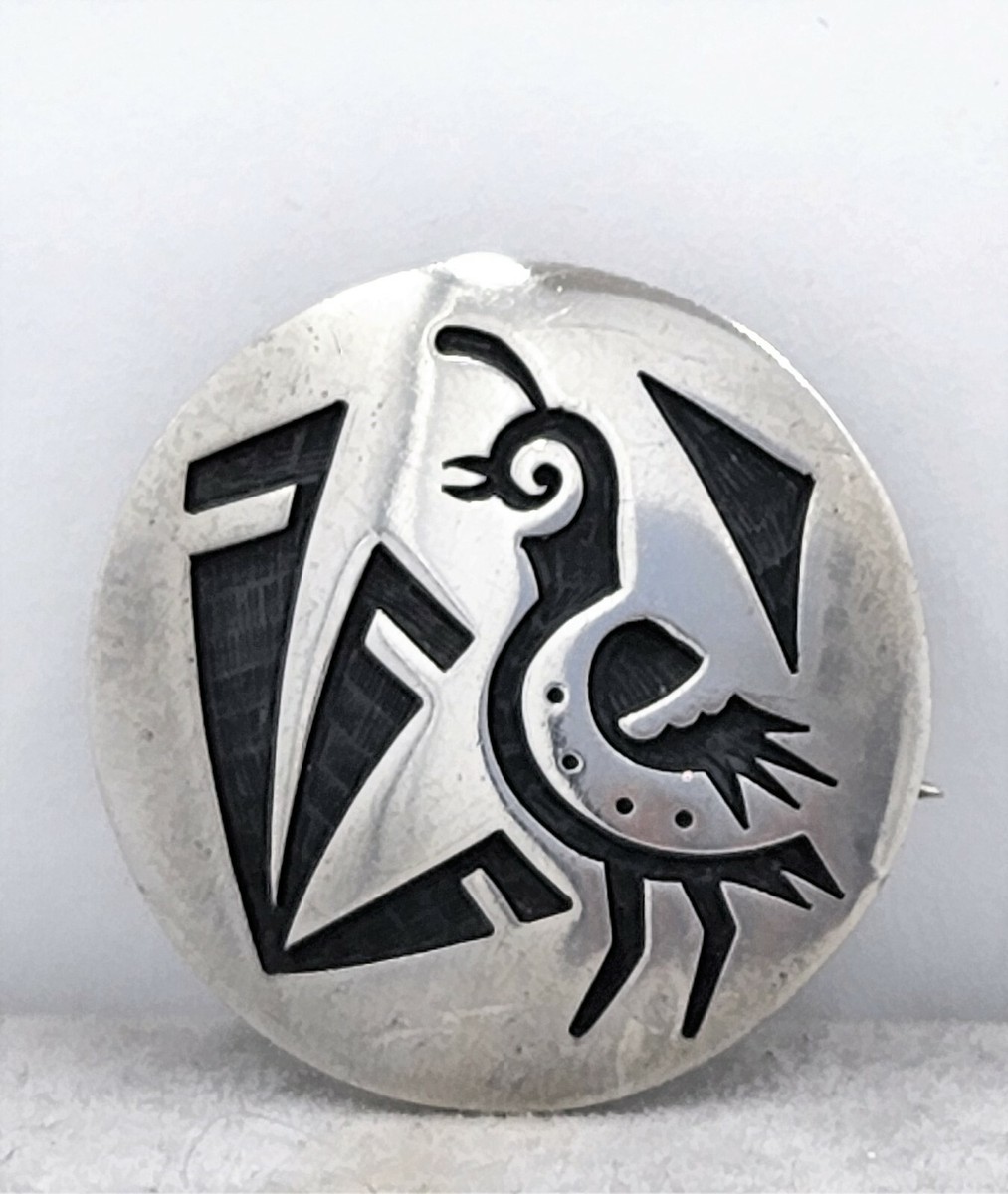Vintage Raymond Kyasyousie Hopi Overlay Quail Sterling Silver
