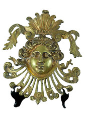 Grande Bronzo Antico M 19E Decorazione Berain Maschera Donna Mascaron Firma 19e