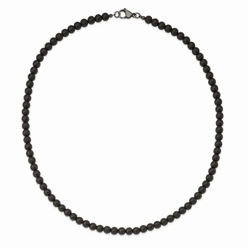 Stainless Steel Brushed Black Agate Antiqued Clasp 27in Necklace - Picture 5 of 5