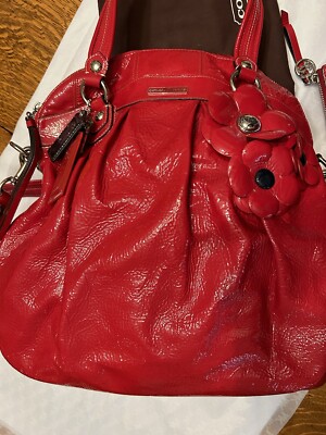 COACH Poppy レッド バッグ Coach Red Patent Leather Limited Edition Poppy Handbag Purse