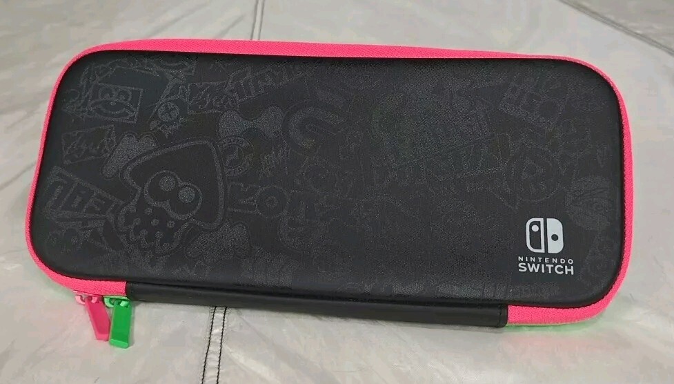Nintendo Switch Splatoon 2 Neon Green Pink Travel Protector Carrying Case-image