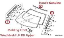 OEM HONDA Genuine CIVIC 92-95 Front Windshield Molding Lh,Rh & Upper with Clipx8