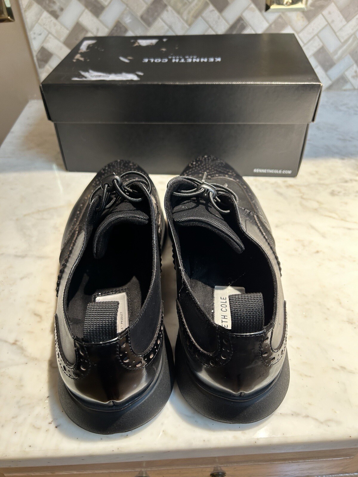 SAOLA Kenneth Cole scarpe eleganti stringate uomo pelle nera taglia 12