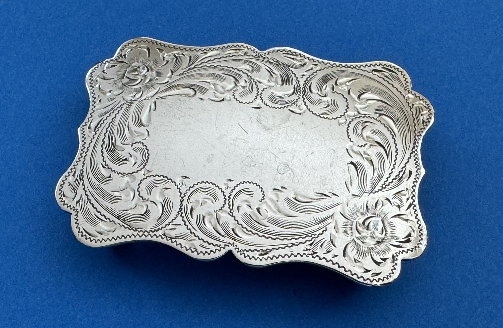 Vintage Old Western Diablo Sterling Silver Blank Monogram Plate Belt Buckle