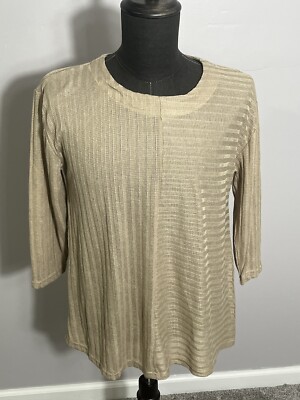 NWT Context Women Lord & Taylor Raglan Sleeve Pullover Knit Top Cream Beige Med