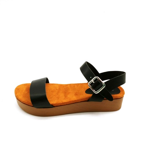 bamboo platform sandals black