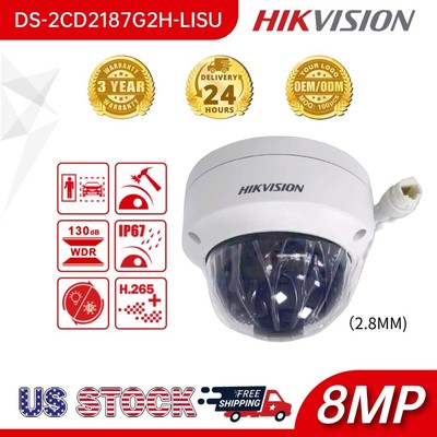 HIK DS-2CD2187G2H-LISU 2.8mm White 4K 8MP Hybrid ColorVu Security Dome IP Camera