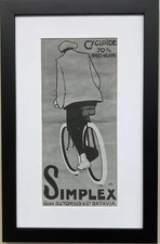 Vintage  Bicycle Poster "Simplex Bicycles" (1907)  Framed Art